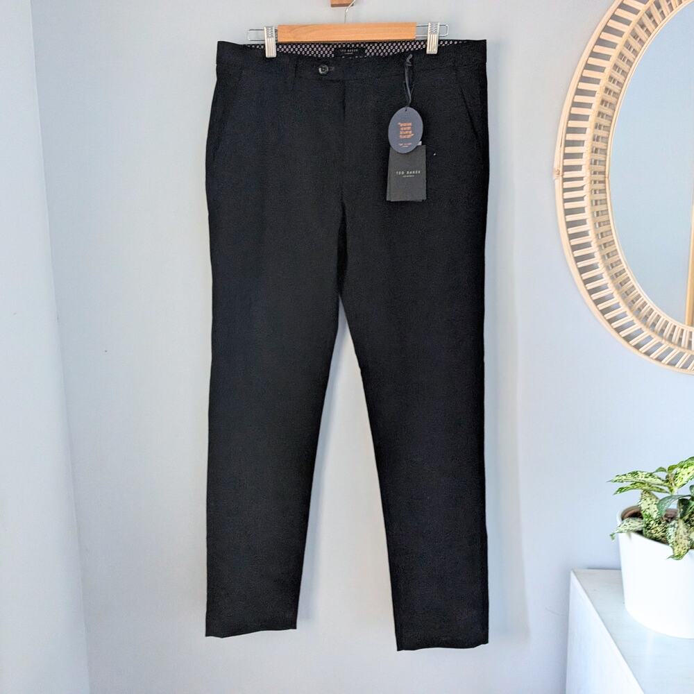 TED BAKER London Haloe Trousers Pants, Black, Men's 34R, Slim Fit, NWT